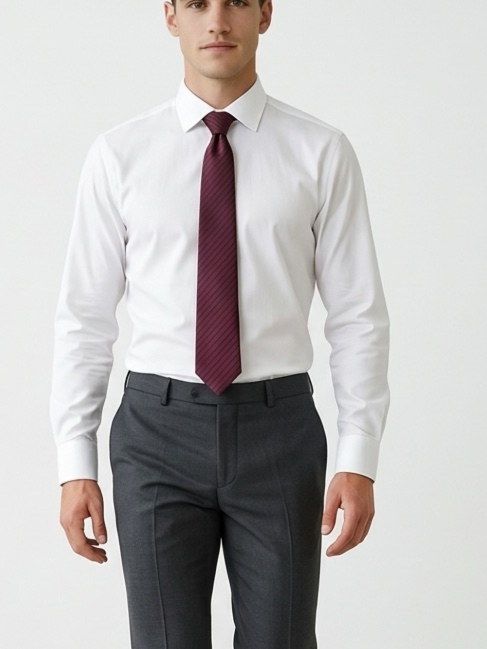 Jones New York %100 Silk Classic Maroon Pinstripe Tie